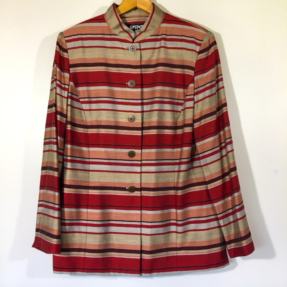 Kasper‎ Oriental Inspired Striped Blazer Jacket